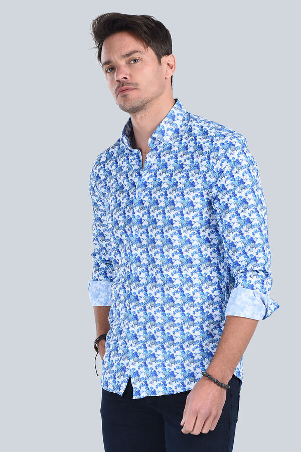 Erkek Desenli Mavi 2 Slim Fit Gömlek - 2