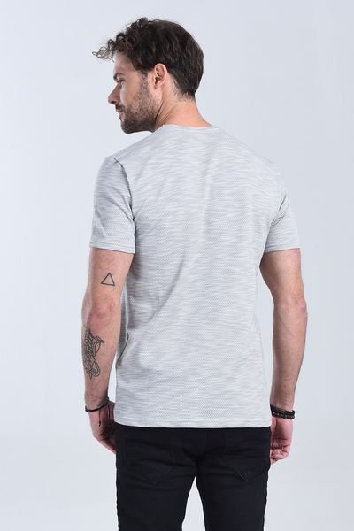 Erkek Gri Bisiklet Yaka Regular T-Shirt