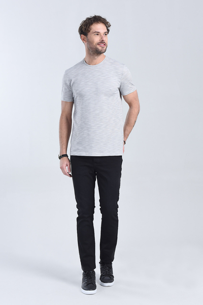 M Store - Erkek Gri Bisiklet Yaka Regular T-Shirt