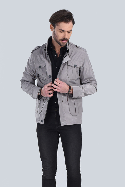 M Store - Erkek Gri Modern Fit Mont