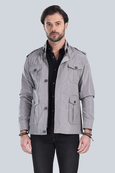 Erkek Gri Modern Fit Mont