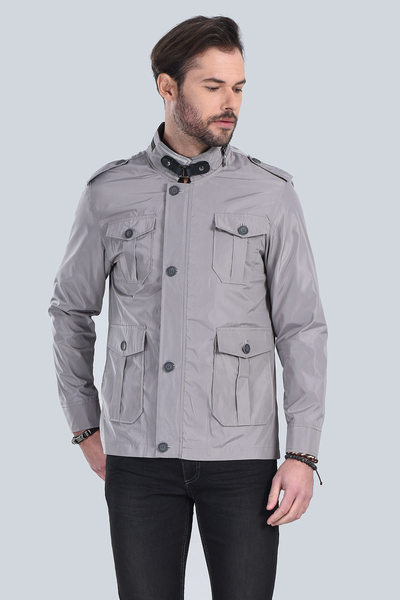 Erkek Gri Modern Fit Mont