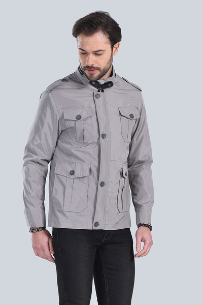 Erkek Gri Modern Fit Mont