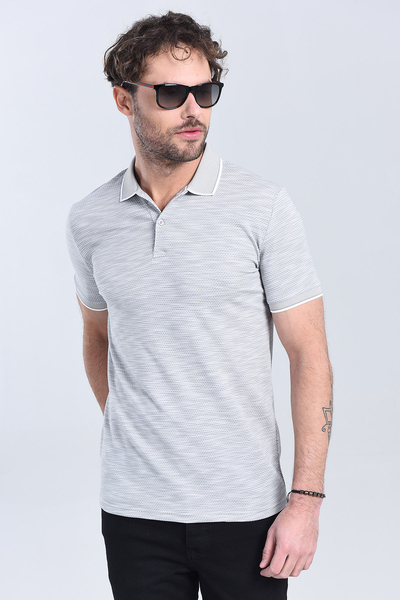 Erkek Gri Polo Yaka Regular T-Shirt