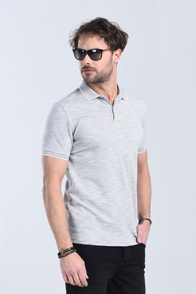 Erkek Gri Polo Yaka Regular T-Shirt