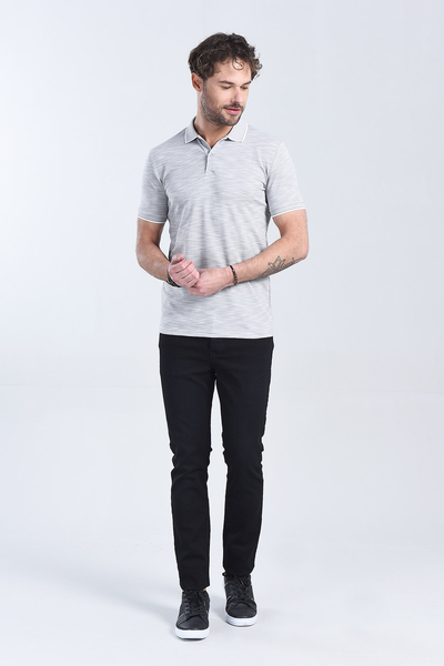 Erkek Gri Polo Yaka Regular T-Shirt