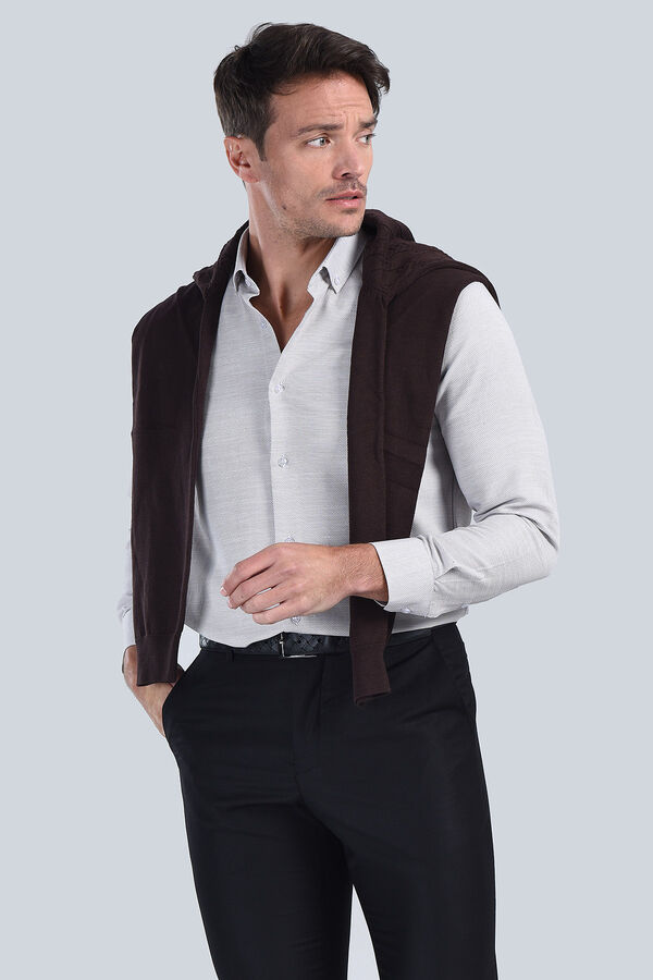 Erkek Gri Slim Fit Gömlek - 2