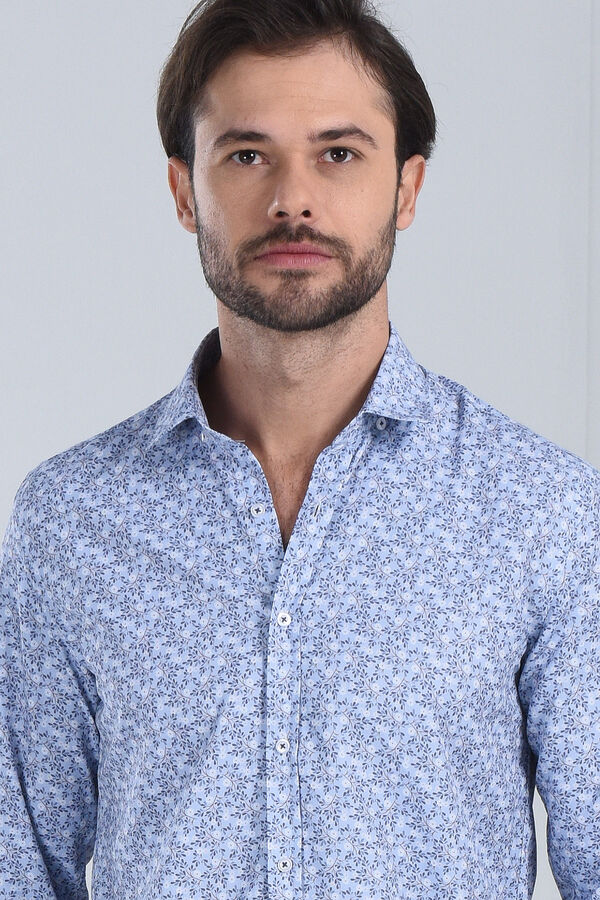 Erkek Gri Slim Fit Gömlek - 1