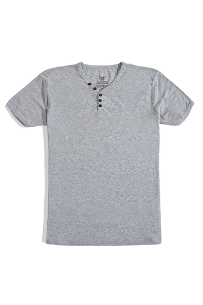 M Store - Erkek Gri V Yaka Regular T-Shirt