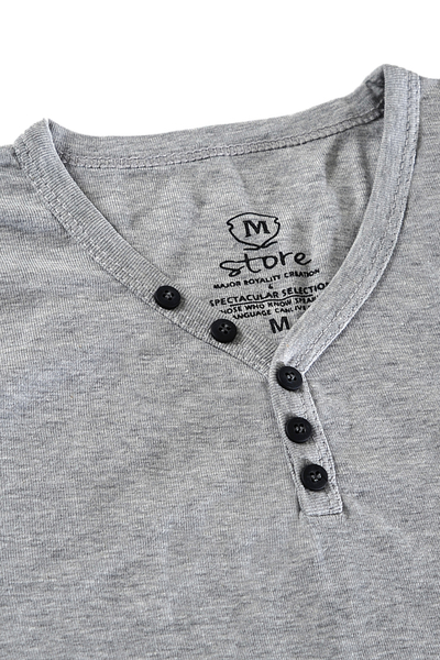 Erkek Gri V Yaka Regular T-Shirt
