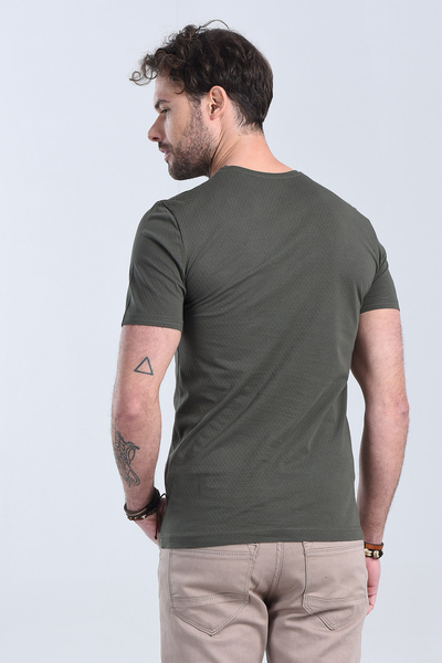 Erkek Haki Bisiklet Yaka Regular T-Shirt