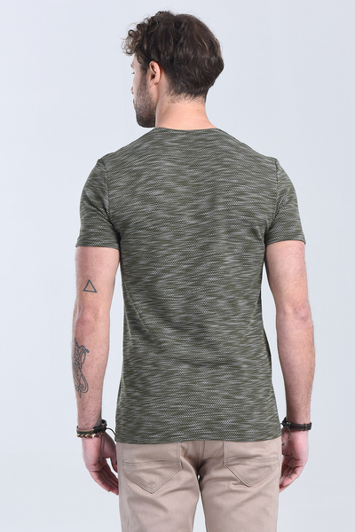 Erkek Haki Bisiklet Yaka Regular T-Shirt