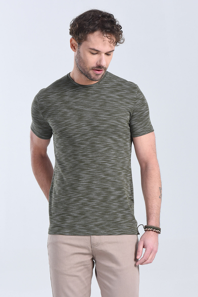 Erkek Haki Bisiklet Yaka Regular T-Shirt