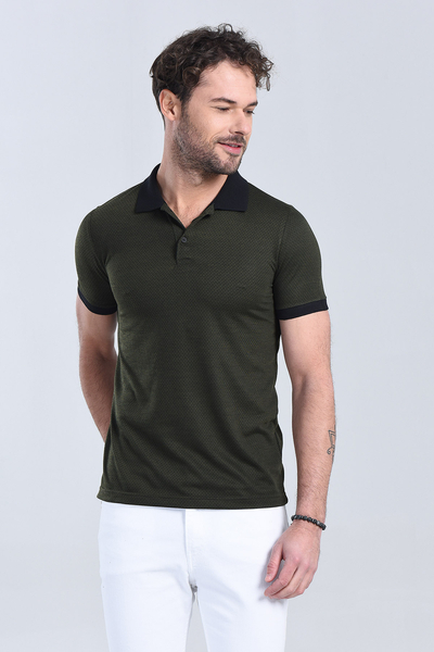 Erkek Haki Polo Yaka Regular T-Shirt