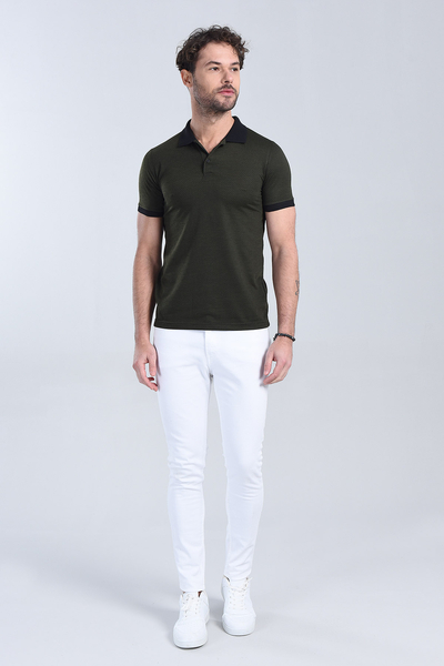 M Store - Erkek Haki Polo Yaka Regular T-Shirt