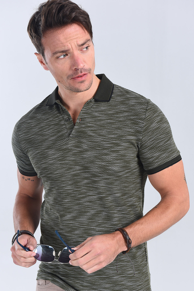 Erkek Haki Polo Yaka Regular T-Shirt