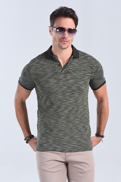 Erkek Haki Polo Yaka Regular T-Shirt