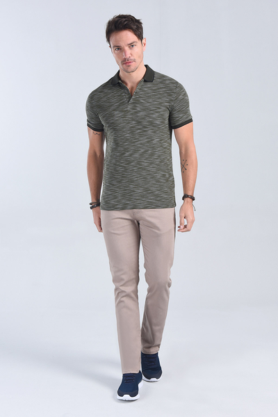 M Store - Erkek Haki Polo Yaka Regular T-Shirt