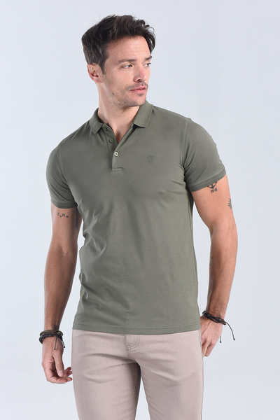 Erkek Haki Polo Yaka Regular T-Shirt