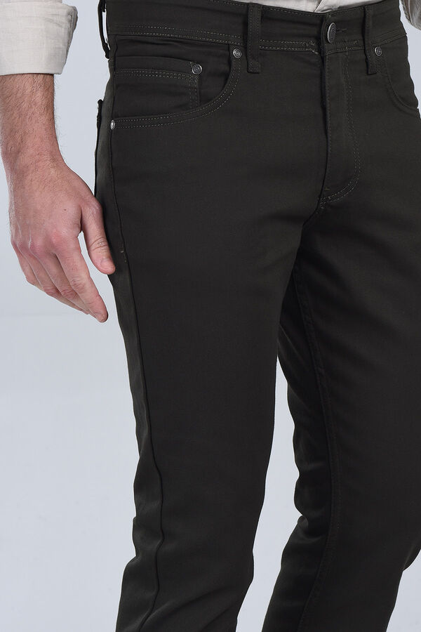 Erkek Haki Slim Fit Chino Pantolon - 3