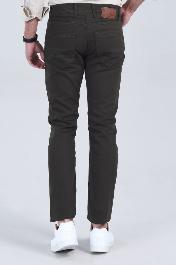 Erkek Haki Slim Fit Chino Pantolon - 5