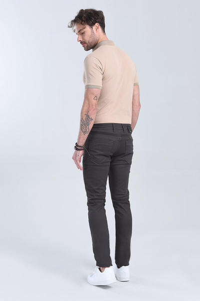 Erkek Haki Slim Fit Denim