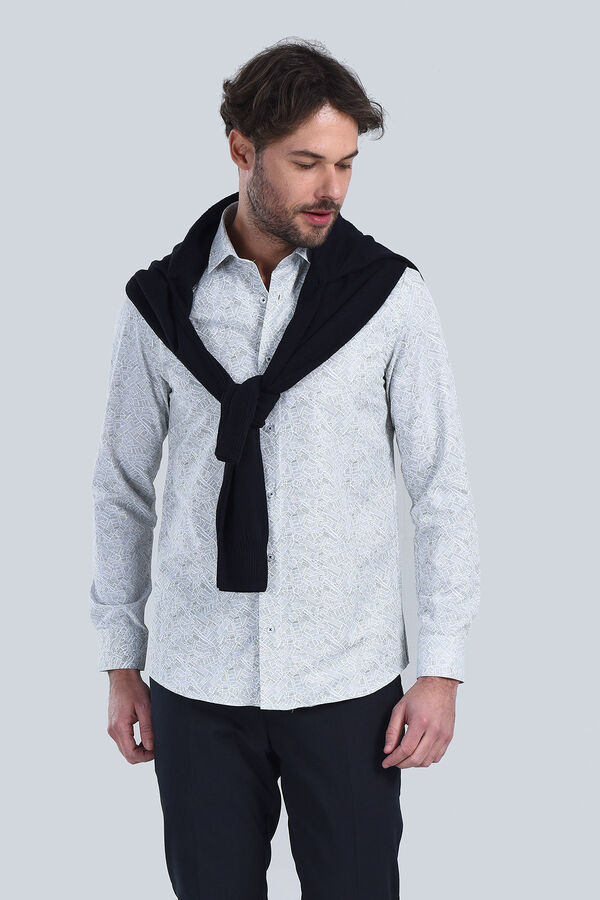 Erkek Haki Slim Fit Gömlek - 1
