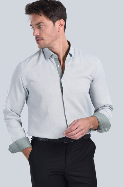 Erkek Haki Slim Fit Gömlek