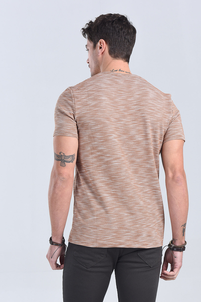 Erkek Kahverengi Bisiklet Yaka Regular T-Shirt