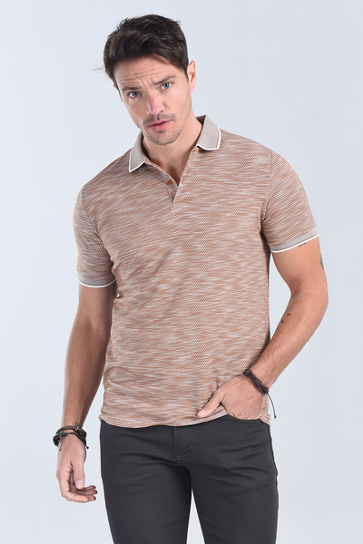 Erkek Kahverengi Polo Yaka Regular T-Shirt