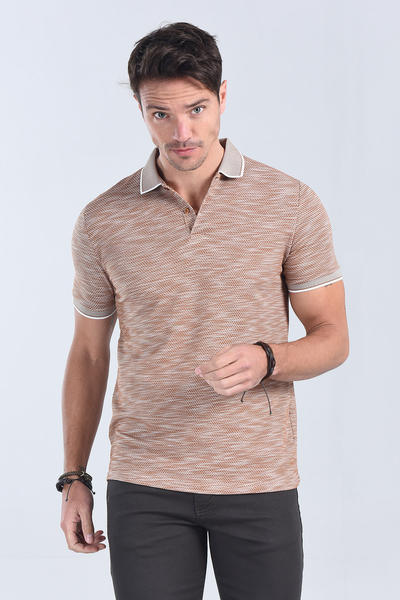 Erkek Kahverengi Polo Yaka Regular T-Shirt