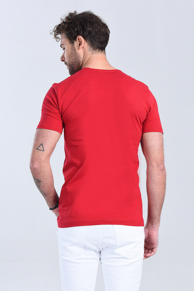 Erkek Kirmizi Bisiklet Yaka Regular T-Shirt