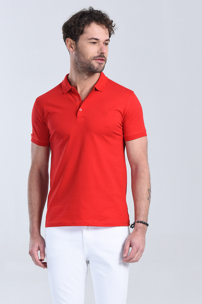 Erkek Kirmizi Polo Yaka Regular T-Shirt