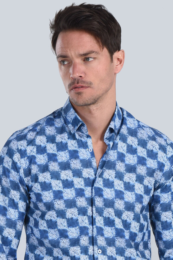 Erkek  Lacivert Slim Fit Gömlek - 1