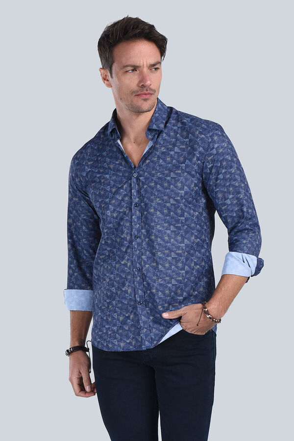 Erkek  Lacivert Slim Fit Gömlek - 4