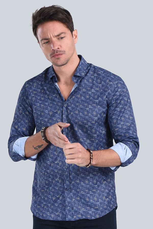 Erkek  Lacivert Slim Fit Gömlek - 5