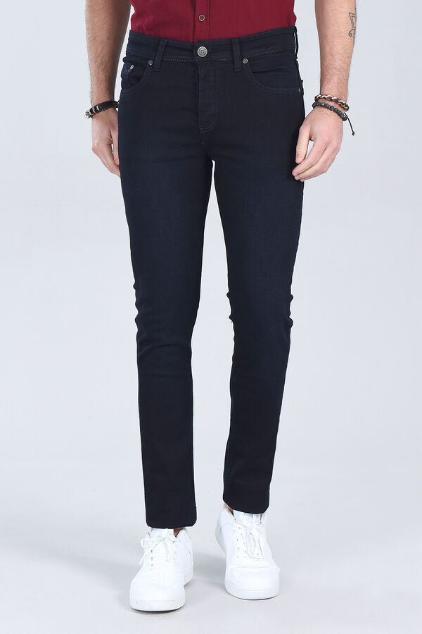 Erkek Koyu Mavi Slim Fit Denim - 1