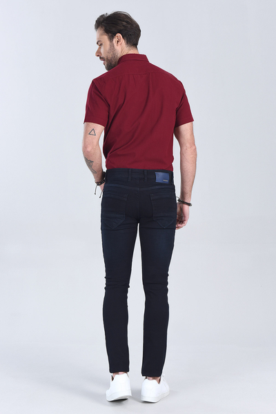 Erkek Koyu Mavi Slim Fit Denim