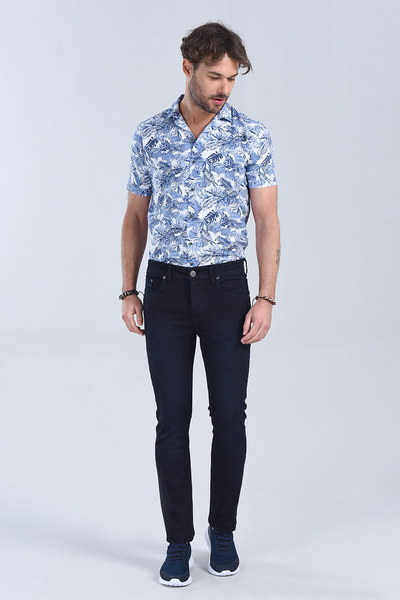 Erkek Koyu Mavi Slim Fit Denim
