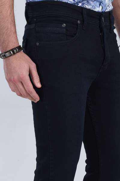 Erkek Koyu Mavi Slim Fit Denim