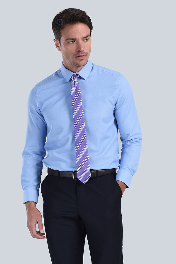 Erkek Koyu Mavi Slim Fit Gömlek - 1