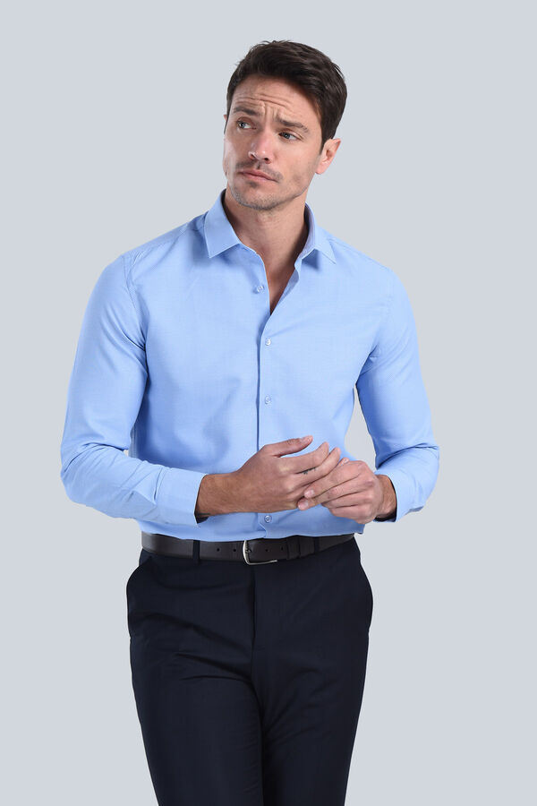 Erkek Koyu Mavi Slim Fit Gömlek - 5