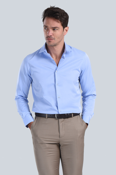 M Store - Erkek Koyu Mavi Slim Fit Gömlek