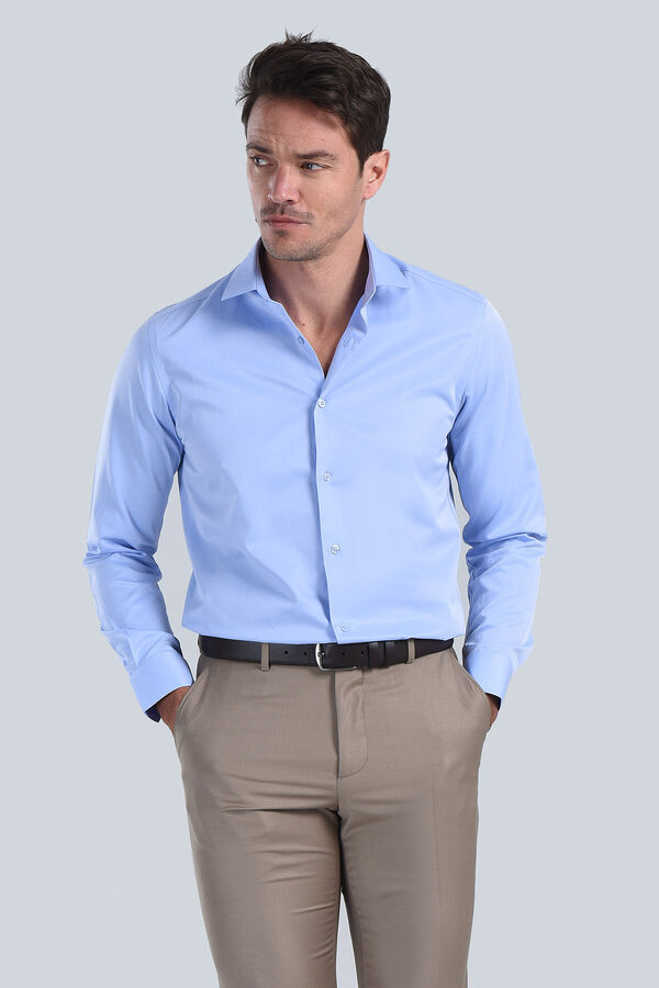 Erkek Koyu Mavi Slim Fit Gömlek - 1