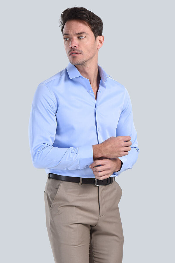 Erkek Koyu Mavi Slim Fit Gömlek - 3