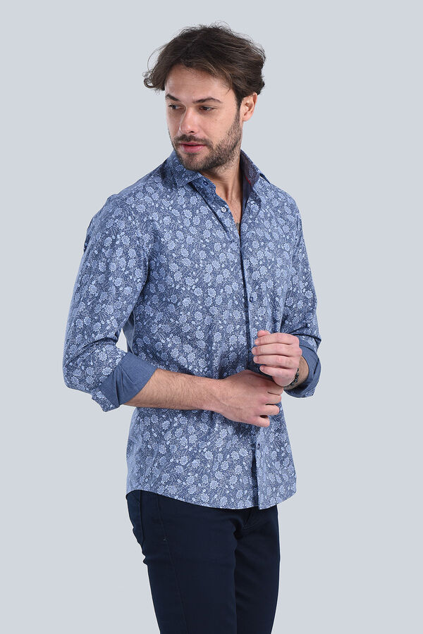 Erkek Koyu Mavi Slim Fit Gömlek - 2