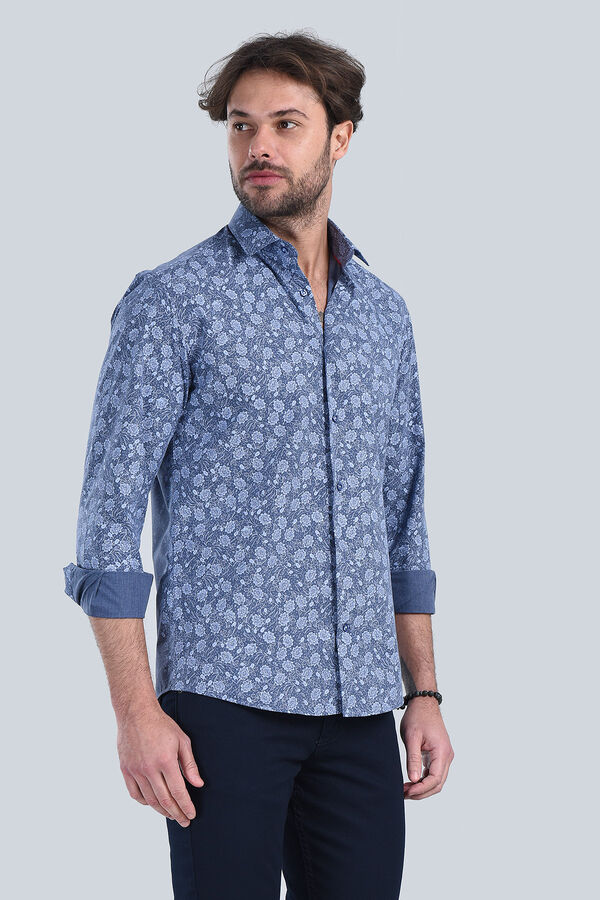 Erkek Koyu Mavi Slim Fit Gömlek - 4