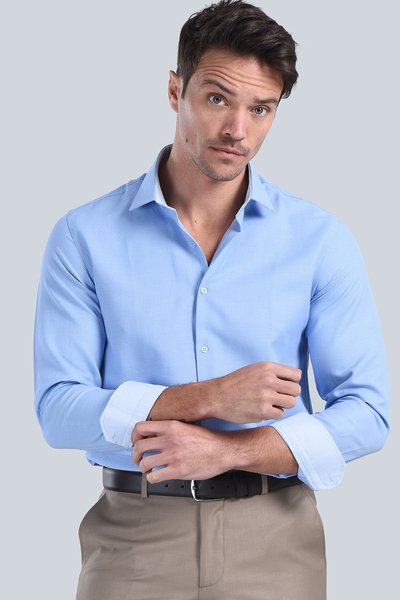 Erkek Koyu Mavi Slim Fit Gömlek