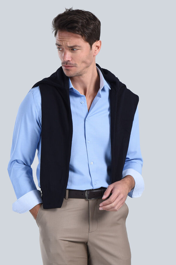 Erkek Koyu Mavi Slim Fit Gömlek - 3