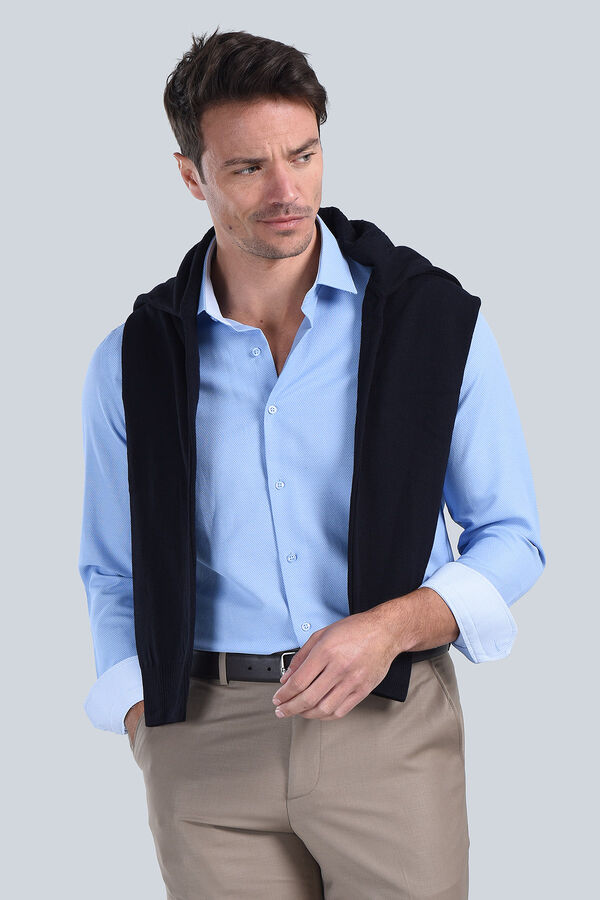 Erkek Koyu Mavi Slim Fit Gömlek - 4